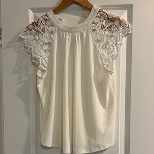 Elegant White Lace Sleeve Top